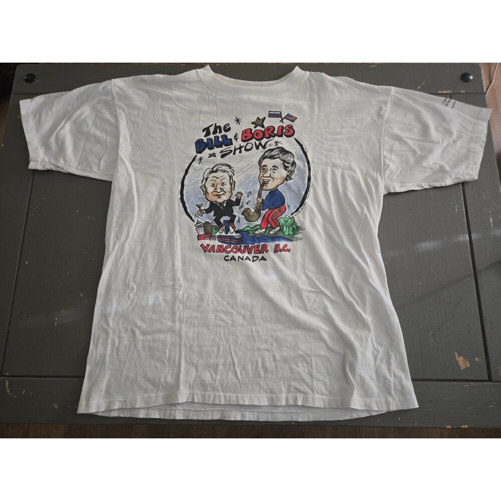 BILL CLINTON & BORIS Show Vintage Single Stitched Tshirt Summit Team 1993 BCTEL